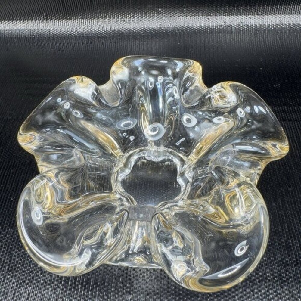 Italian Art Glass Dish Bowl Ashtray Venetian Glass‎ Clear Light Yellow Glass VTG